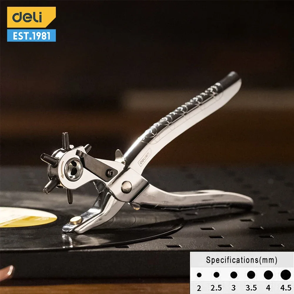 Deli 벨트 펀치 플라이어 전문 구멍 펀치 플라이어 세트, 아일렛 펀처 회전 재봉틀 가방 도구 수공구, 9 인치