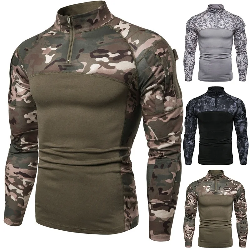

mens Camouflage Tactical Military Hunting Clothing Combat Shirt long sleeve T-shirt Men Clothing