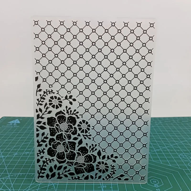 Basketweave Flower Grid Plastic Embossing Folders for Card Making Scrapbooking DIY Albums Journals Paper Crafts, plastic embossing folder,embossing folder