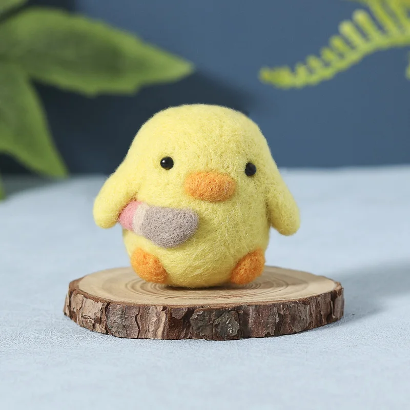 No Finish DIY Kit Cartoon Frog Animal Wool Felt Craft Poke Handmade Needle Wool Kit Toy Doll For Kids Women Beginner Gift