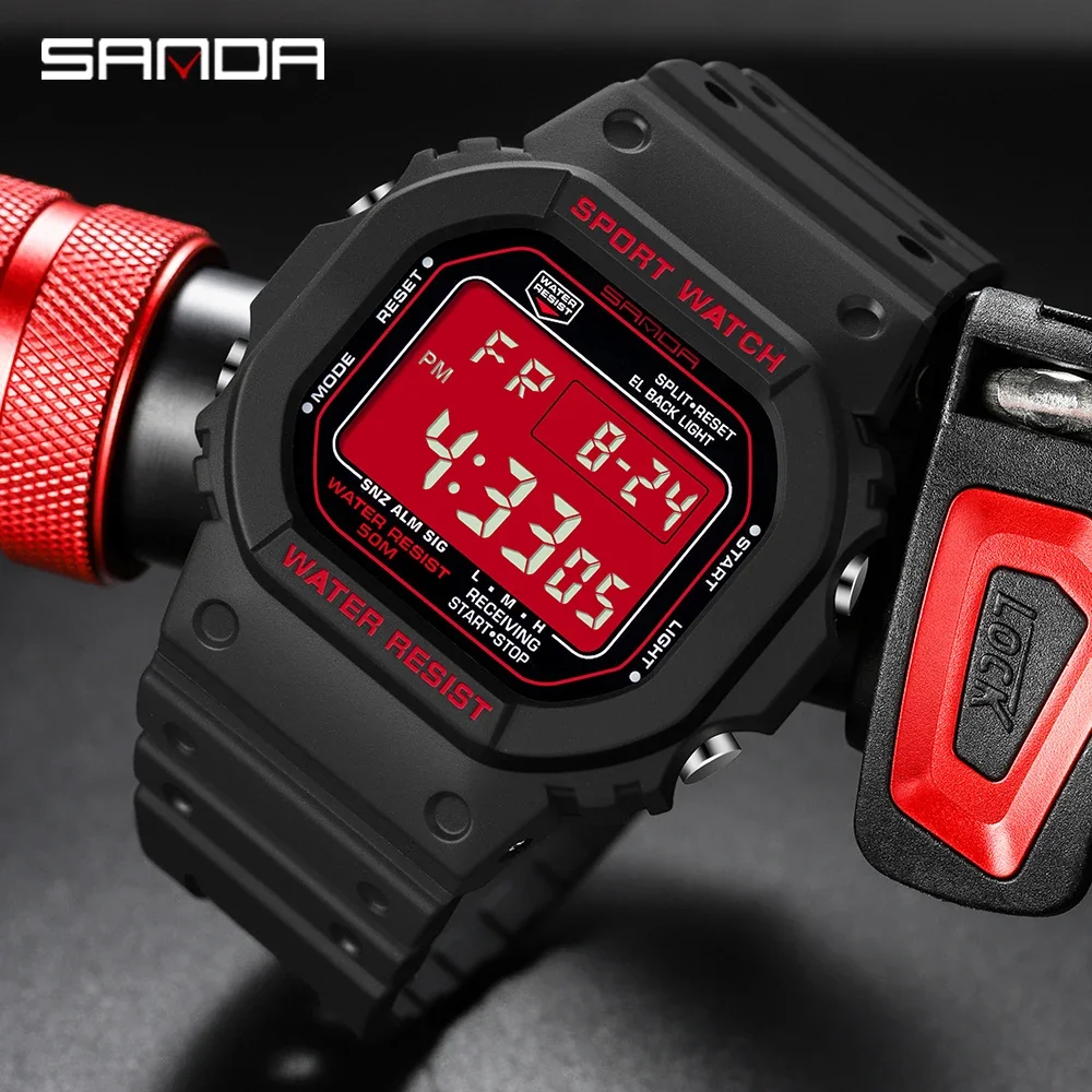 Sleek Digital Waterproof Sport Watch - Unisex Fashion Timepiece