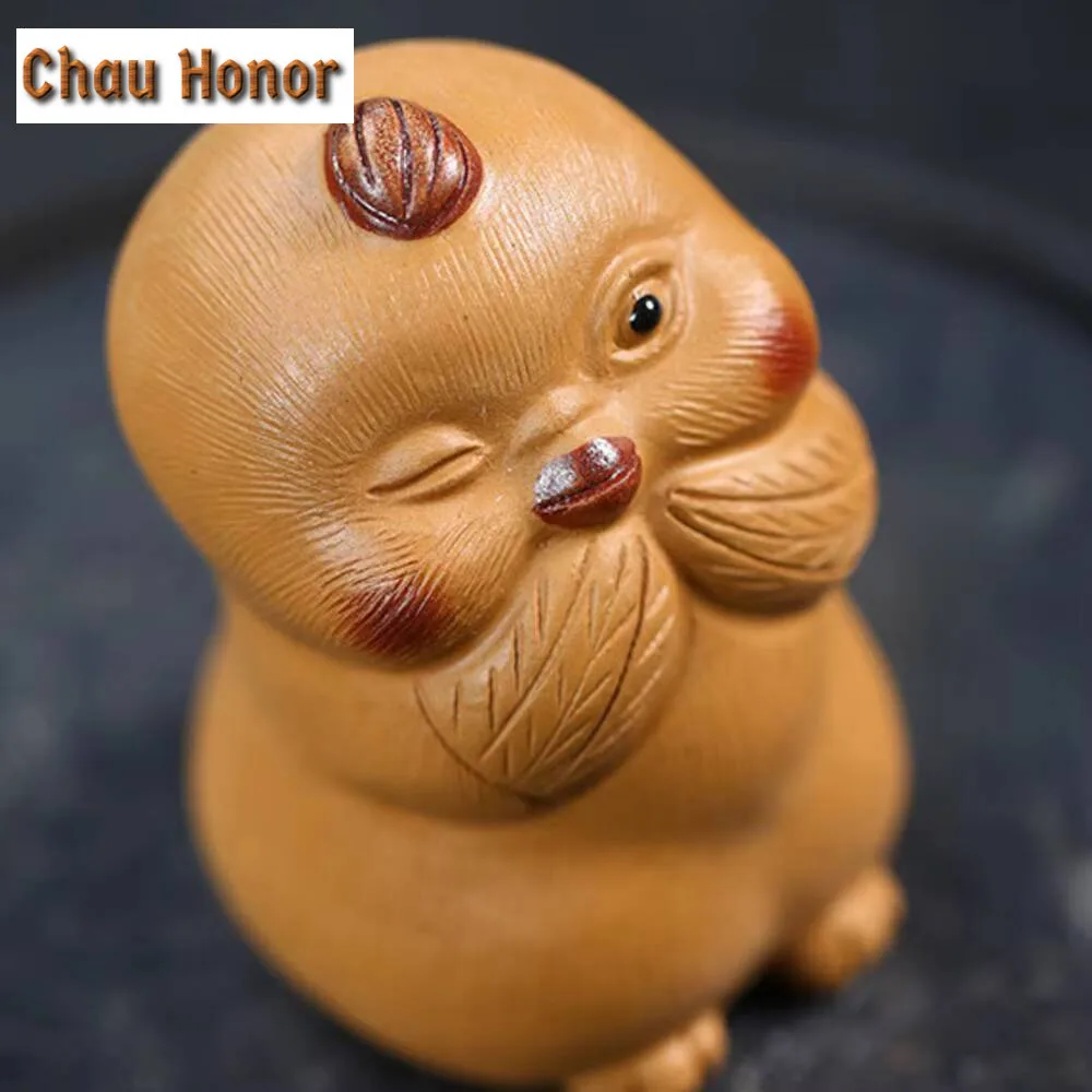 Creative Zodiac Chicken Tea Pet Raw Ore Section Mud Yixing Zisha Tea Figurine Tea Statue White Tea Cafes Accessories Ornaments