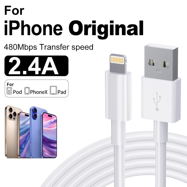 Câble USB d'origine pour Apple, Apple iPhone 14, 13, 12, 11 Pro Max, 7, 8 Plus, XS, Poly FastCharging, cTO, ios, Accessoires de chargeur 1