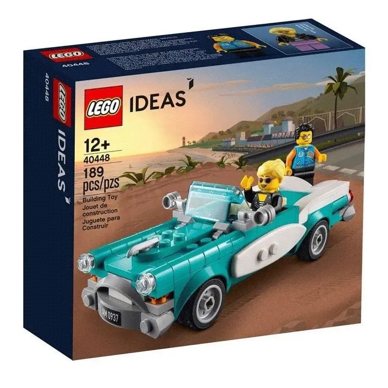 LEGO 40448 Ideas Voiture vintage des années 50 comprenant des autocollants de plaque d'immatriculation et 2 figurines pour cadeau d'anniversaire pour enfants 189 pièces