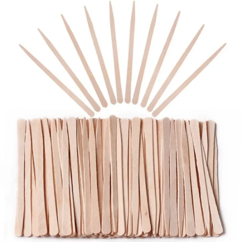 100Pcs Disposable Wood Stick Beauty Spatulas Log Hair Removal Wax Coating and Scraping Tool Eyebrow Trimming
