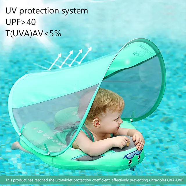 Kids Baby Swimming Ringswith Canopy Swim Ring with Sun Shade No Inflatable for Baby Swimming Accessories Floating Swim Ring 529 6