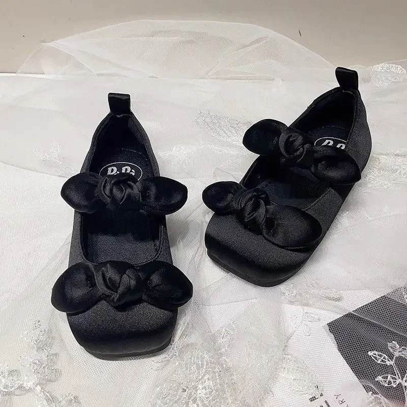 Girls Shoes Spring French Retro Princess Shoe Bow Girl dresses Mary Jane Dance Shoes Fashion kid Shoe