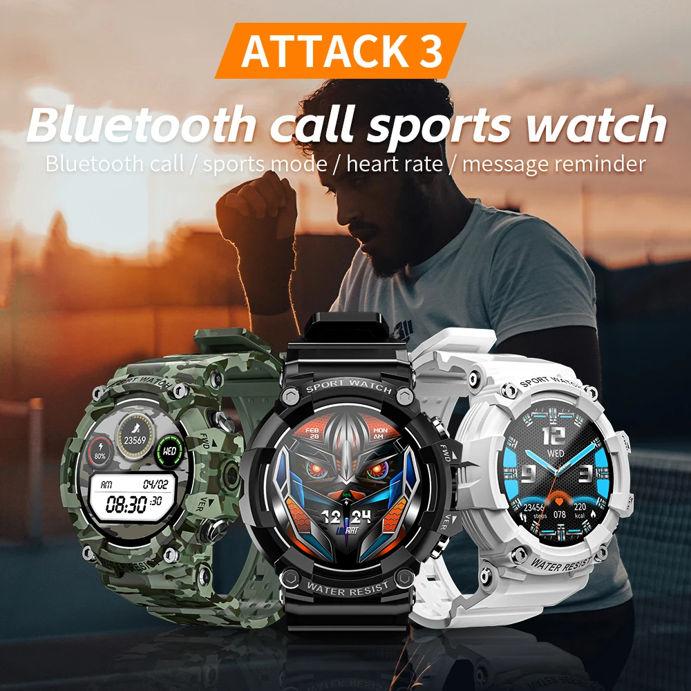 

LOKMAT Sport Smart Watch ATTACK 3 Bluetooth Calling Smartwatch Fitness Tracker Waterproof Health Monitoring Heart Rate Detection