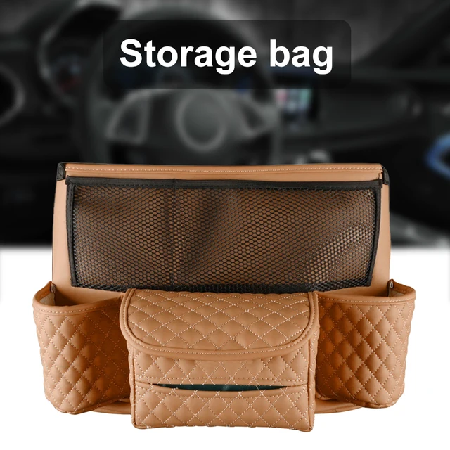 Sac de rangement de siège de voiture en cuir PU, boîte centrale, pochette  suspendue pour le rangement de la voiture, support pour sac à main,  boisson, mouchoirs - AliExpress