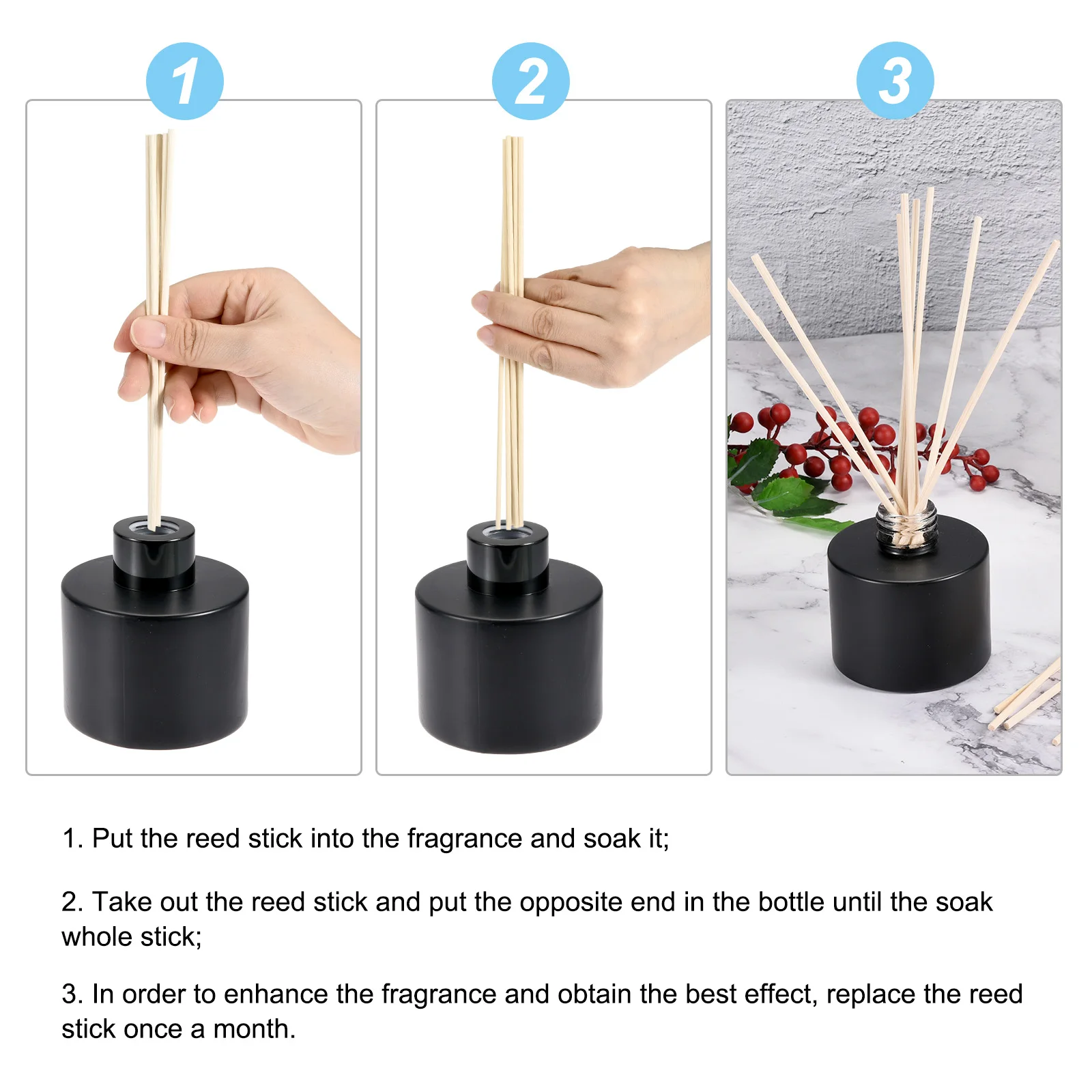 50Pcs 22cmx3mm Fiber Reed Diffuser Sticks Pink Air Freshener Decorative Fragrance Essential Oil Refill Sticks for Home Fragrance
