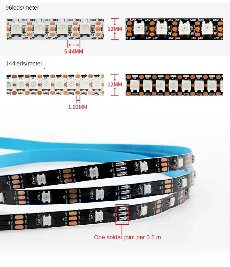 รูปสินค้า แถบไฟ LED WS2812B ควบคุมสีได้ ความยาว 1-5 เมตร