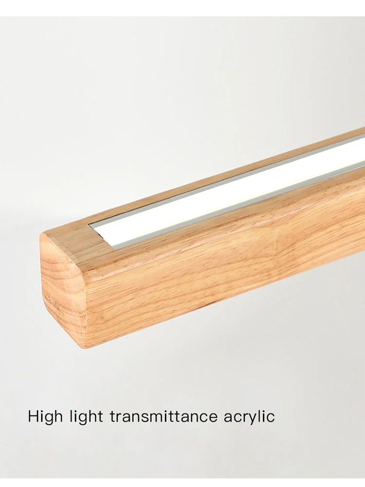 Minimalist Dining Room Pendant Lamp Wabi sabi Wood Long Strip Chandelier led chandelier,ceiling chandelier,led pendant light For Kitchen Table Bar Walnut Color Modern Led Lights