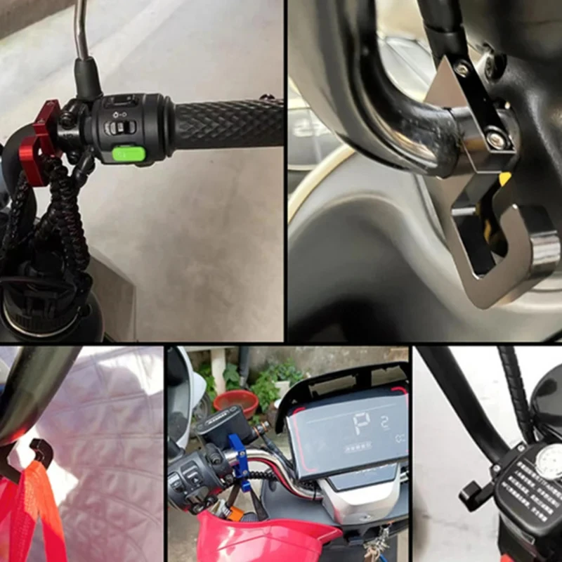 Motorcycle Handlebar Storage Hook Scooter Luggage Bag Hanger Helmet Hook Storage Bag Aluminum Holder for Electric Vehicles