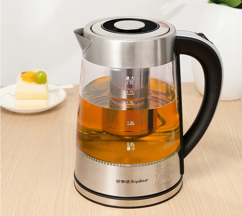 Bollitore Elettrico In Vetro 2 In 1 – Doppia Fiamma Con Controllo Temperatura, Filtro Da Tè, Spegnimento Automatico, Nero
