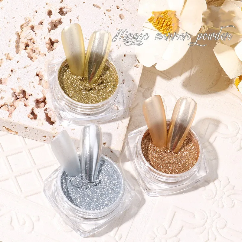 3G Glitter Mirror Powder Chrome Dust Pigment Colorful Metal Effect Glitter Per Unghie Gold Nail Art Uv Gel Polish Chrome Flakes Dust #