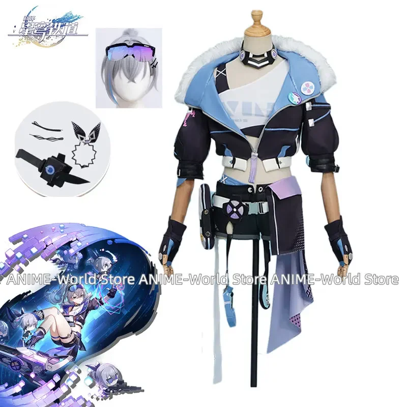 

Honkai Star Rail Cosplay Silver Wolf Costume Wig Coat Glasses Outfit Game Anime Uniform Clothing Halloween Carnival Woman Girl