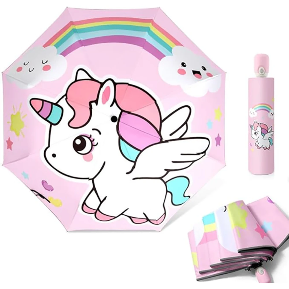 Umbrella anti-rebound closing students male and female umbrella sunshade sunblock portable cute cartoon folding umbrella