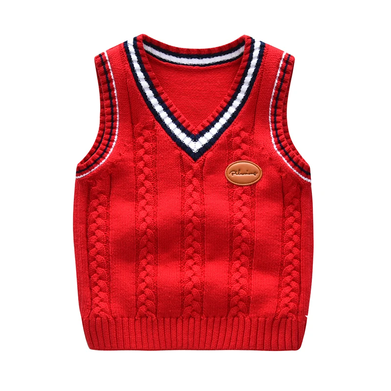 School Uniform Autumn Children's Vest Sweater Kids Knitted Pullover Outerwear Coat For Teen Boys Girls 2-6 Years Tops Waistcoat - 3
