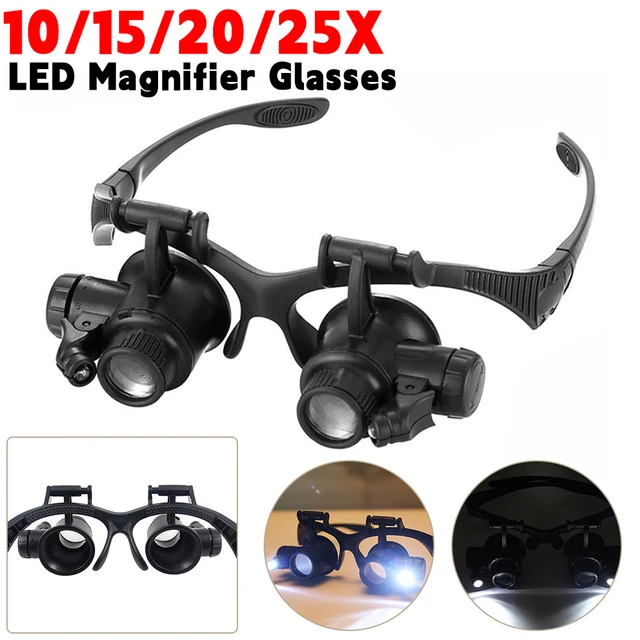 2 Led Glasses Magnifier Magnifying Glass  Magnifying Glass Light Reading -  10 Times - Aliexpress