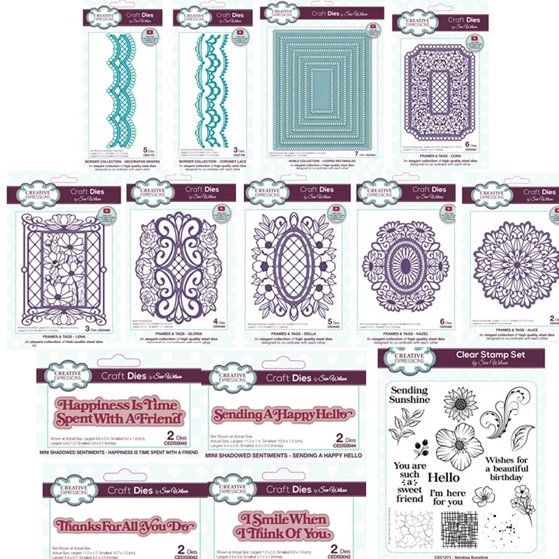 

Lace Border Sending Sunshine Frames Tags Hazel Rectangles Mini Shadowed Sentiments Metal Cutting Dies Stamps Scrapbook Diary DIY
