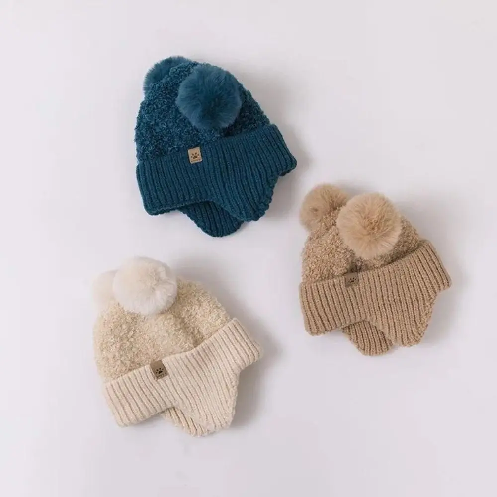 3-24 Months Double Hairball Baby Hat Warm Knitted Knit Cap Wind-proof Thicken Pom Hat Autumn