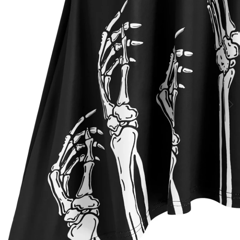 Gothic Black Dress Sexy Skirt For Women Halloween Costumes Horrible Christmas Carnival Easter Terrible Skull Bones Clothing Red