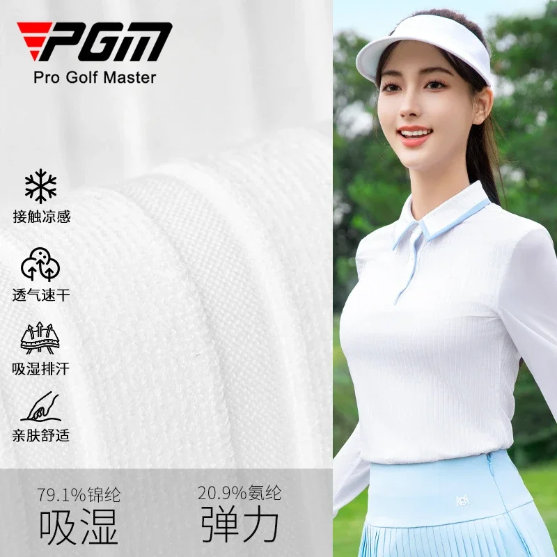 PGM Golf Women's Ice Silk Long Sleeve T-shirt Spring/Summer Tennis Polo Top Wear YF797 women golf clothing