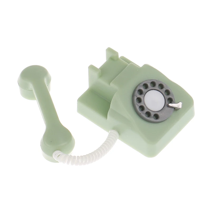 1pc Doll House Furniture Miniature Retro Phone Vintage Telephone Home Furniture Acc Decor Miniature Simulation Toy