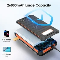 Solar Power Bank, солнечное зарядное устройство SenDeluz емкостью 26800 мАч, встроенный аккумулятор Solar Power Bank с 4 кабелями и беспроводной зарядкой — изображение 3