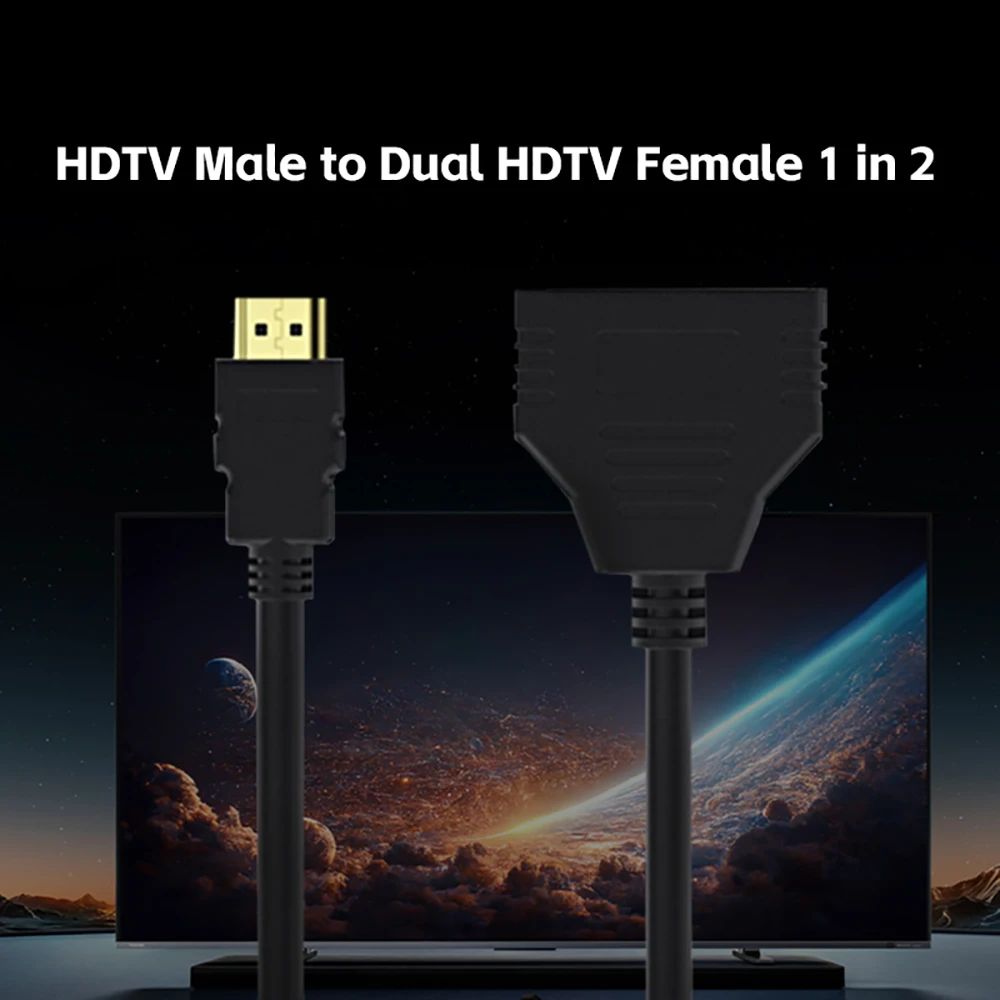 HDTV 1 in 2 1080P HDTV Splitter Adapter Male To 2 Female Head Adapter HD Male To Female Conversion Cable