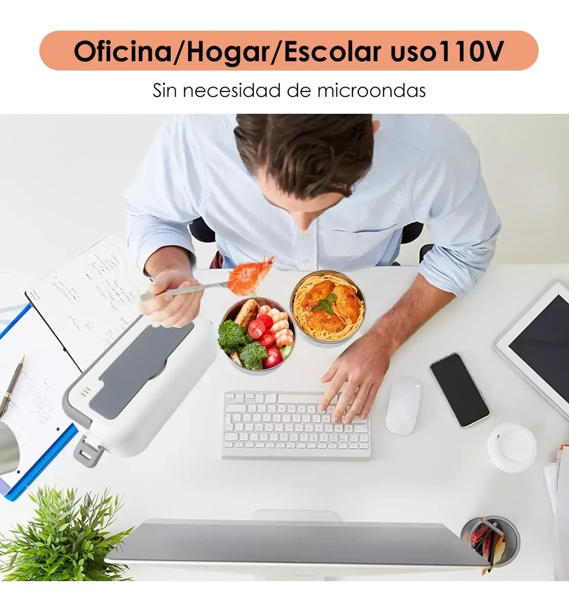 Boîte à lunch chauffante électrique portable, 2 couches, 2L, stockage des  aliments, récipient plus chaud, cuiseur à riz, acier inoxydable + PP -  AliExpress