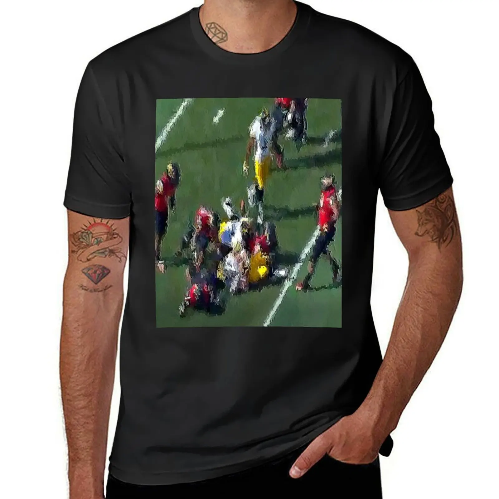 

Football Field T-Shirt funnys animal prinfor boys anime clothes blacks Men's cotton t-shirt