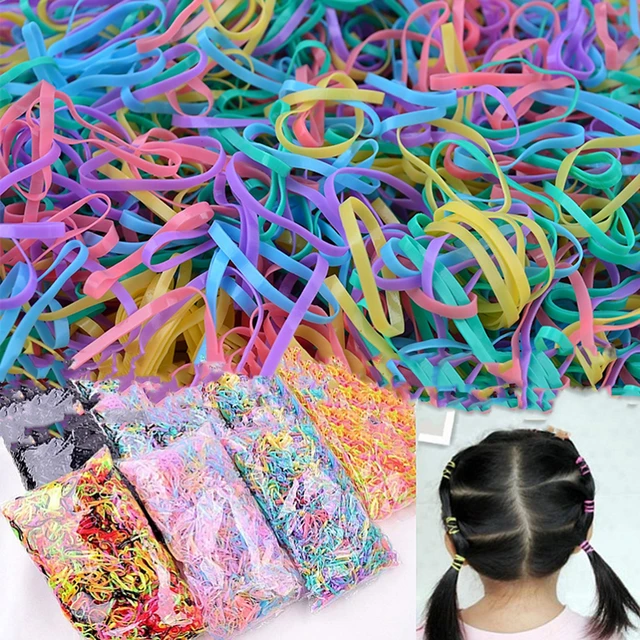 1000pc/Box Girls Colorful Disposable Rubber Bands Gum For Ponytail Holder  Elastic Hair Bands Hairbands Fashion Hair Accessories