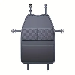 Deluxe PU Leather Car Seat Protector with Tablet Holder & Storage Pockets (Three - pocket style)