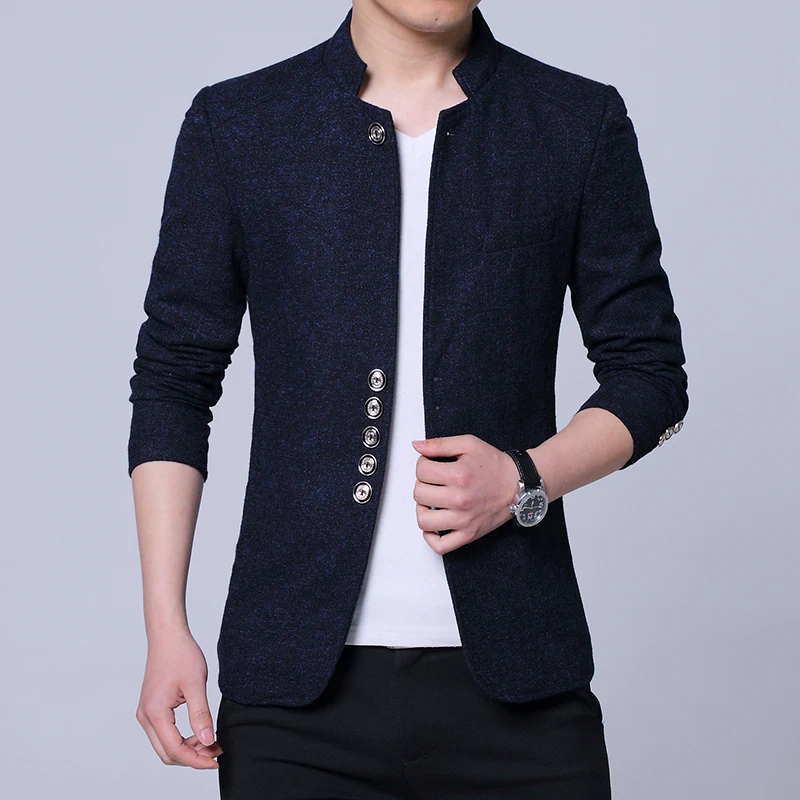 2023 Autumn winter men's casual suit Korean version slim-fit plaid suit jacket plus fleece thickened coat large size single west 3