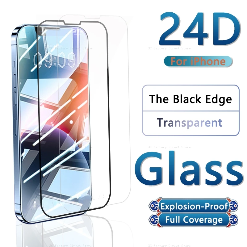 

24D Tempered Glass For iPhone 14 Pro Max 13 12 11 Mini Screen Protector iPhone X XS XR SE 2020 2022 iPhone14 14Pro Accessories