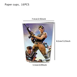 Fortnition Party Supplies: Fun Shooting Game Decorations with Alpaca Llama - Themed Paper Tableware and Balloons for Baby Shower Celebrations (10pcs Cups)