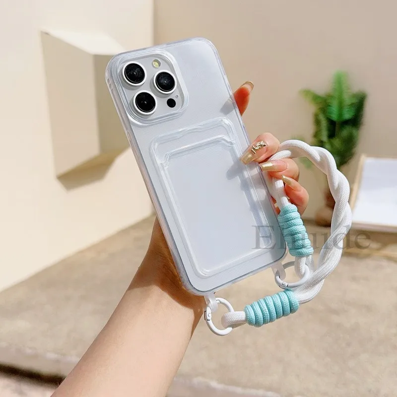Versatile Clear TPU Card Slot Lanyard Case with Short Strap