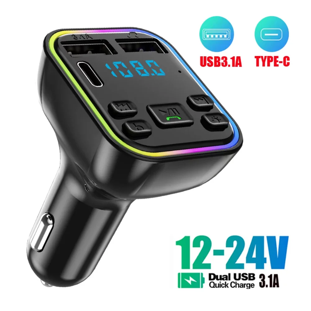 Bluetooth 5.0 FM Wireless Audio Transmitter Car Handsfree PD Type-C Dual USB 3.1A Fast Charger Car MP3 Player Audio Receiver bluetooth adapter bluetooth audio receiver bluetooth transceiver adapter audio adapter bluetooth aux adaptor