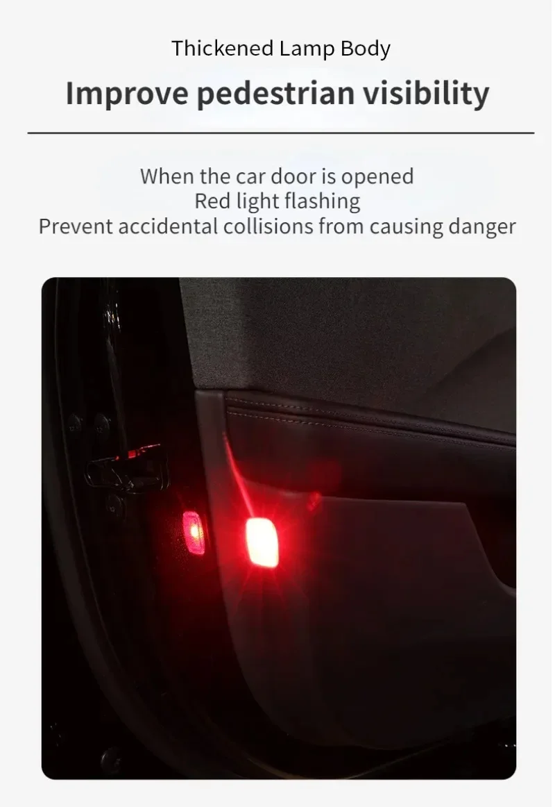 For Tesla Model Y & Model 3 2020-2025 Car Door Warning Light Strong Flashing Lig