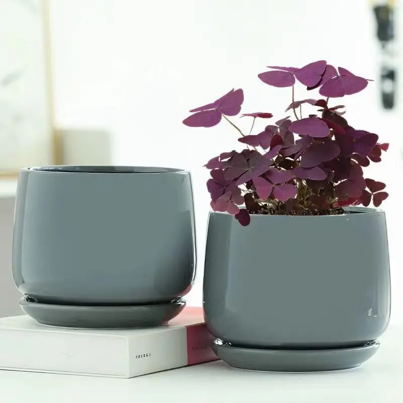 Ceramic Flowerpot Creative Large And Extra Large Flowerpot With Tray Household Balcony Nordic Simple Home Decoration flower pot hydroponic flower pot plant pot
