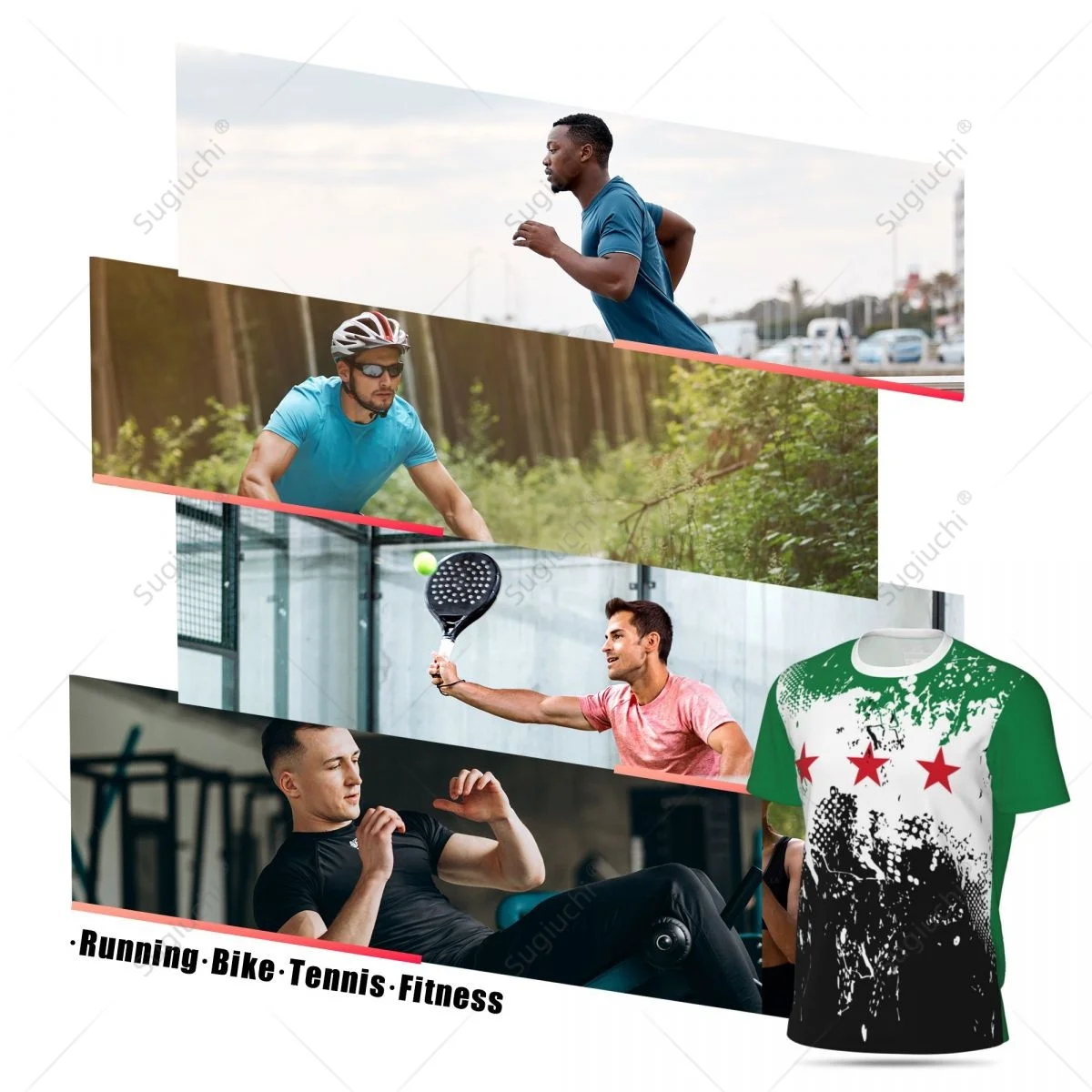 Syria Flag 1932-1963 3D Printed Men Sports T-shirt