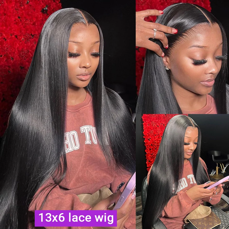 13X6 HD Lace Front Human Hair Wig Pre Plucked Brazilian Bone Straight Human Hair Full Lace 220 Density For Women human hair wig,lace front wig,human hair wigs,front lace wig