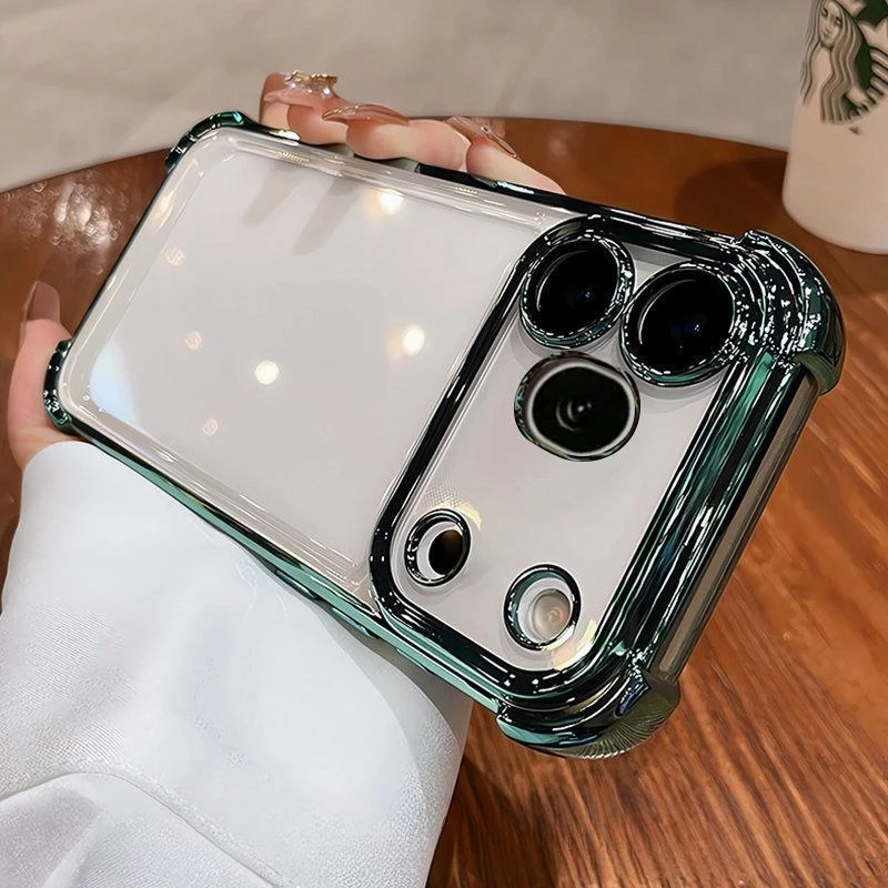 Stylish Electroplated Frame Transparent Skin-Friendly TPU Shockproof Case