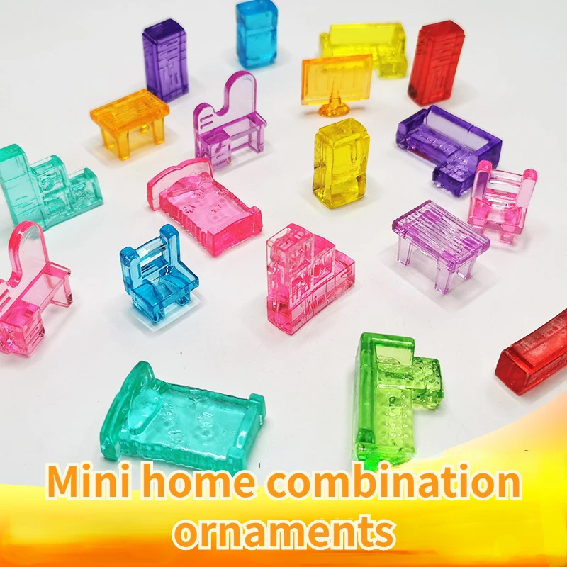 Kamal 10 stücke nach Hause Kombination Ornamente Miniatur Sofa Tisch Stuhl Acryl DIY Ornament Kinder Kind Cartoon Spielzeug Dekoration