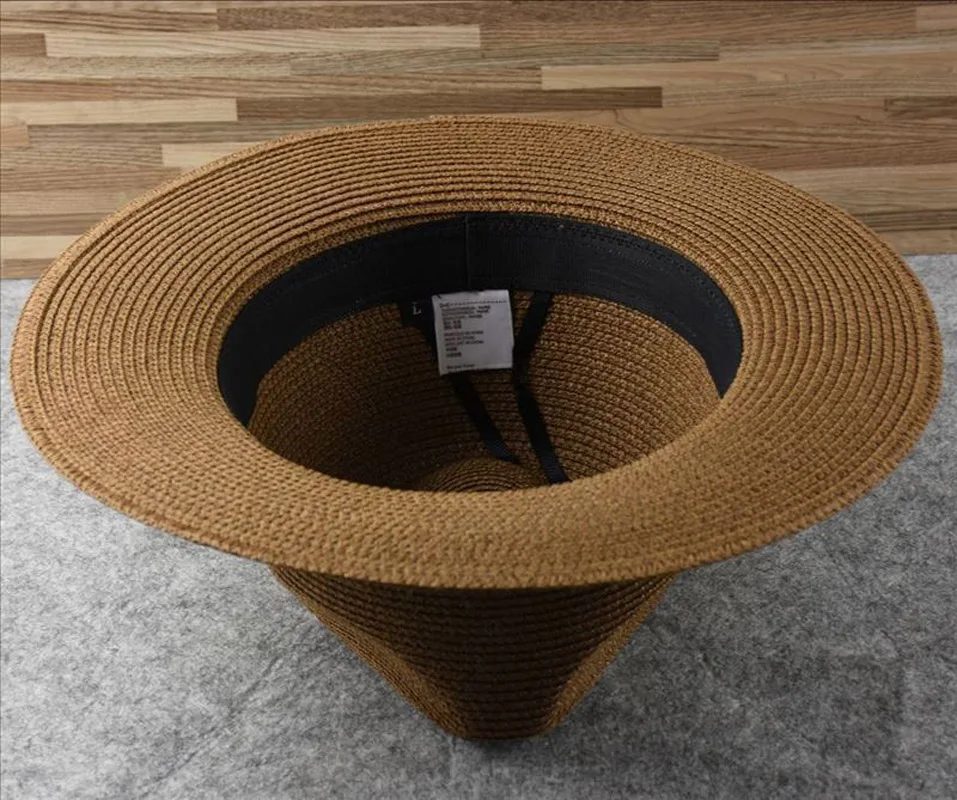 Sa5477f538f1e4ed9939a43df0cd23658O Over Size Straw Paper Sun Hat for Men Big Head Panama Hats Male Outdoor Fishing Beach Foldable Jazz Top Hat Sunscreen Hats Mallzona