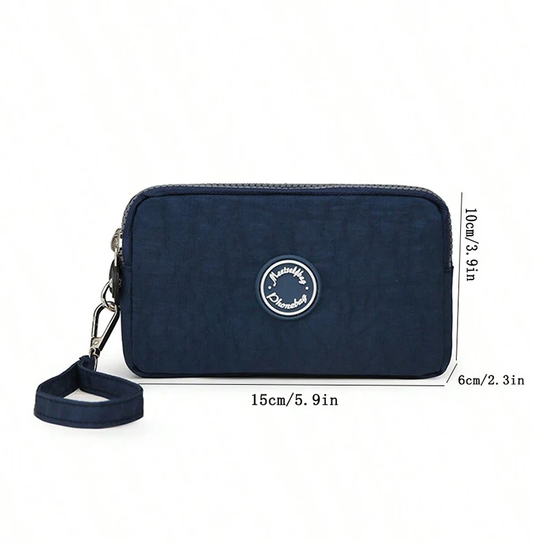 Women's Triple Handle Wallet Large Capacity Portable Washed Cloth Men's Coin Purse Waterproof Portable Zipper Cell Phone Bag