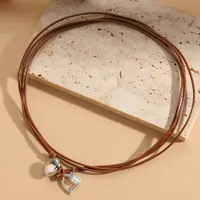 Ethnic Style Vintage Round Pendant Necklace for Women Bohemian Style Beaded Leather Cord Party Birthday Jewelry Gifts for Wife 4