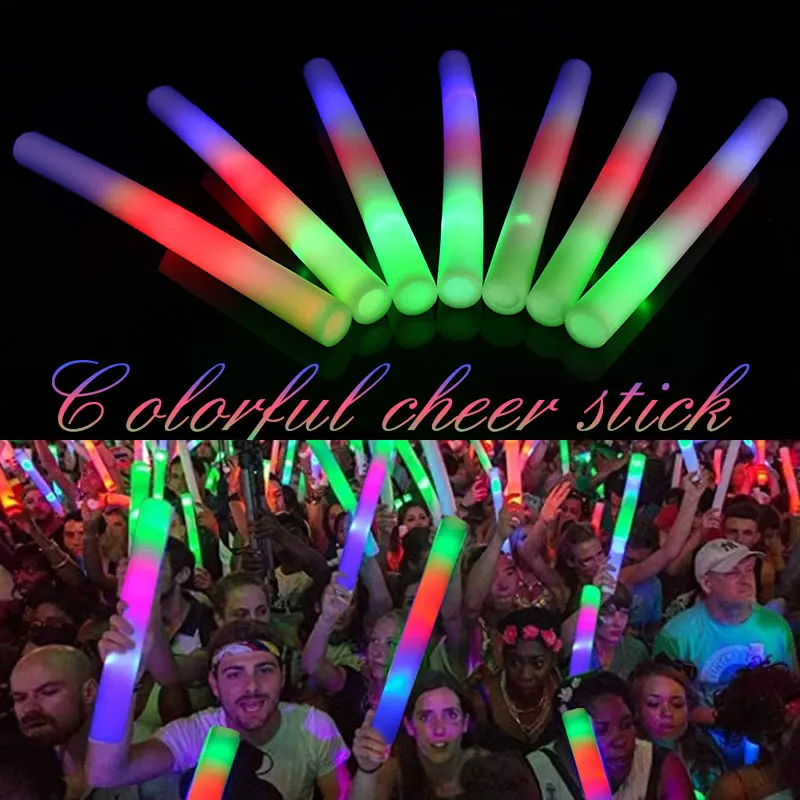 5pcs/set Colorful Glow Sticks LED Glowing Foam Stick Camping Emergency Decoration Cheer Tube Dark Light For Party Bar Supplies