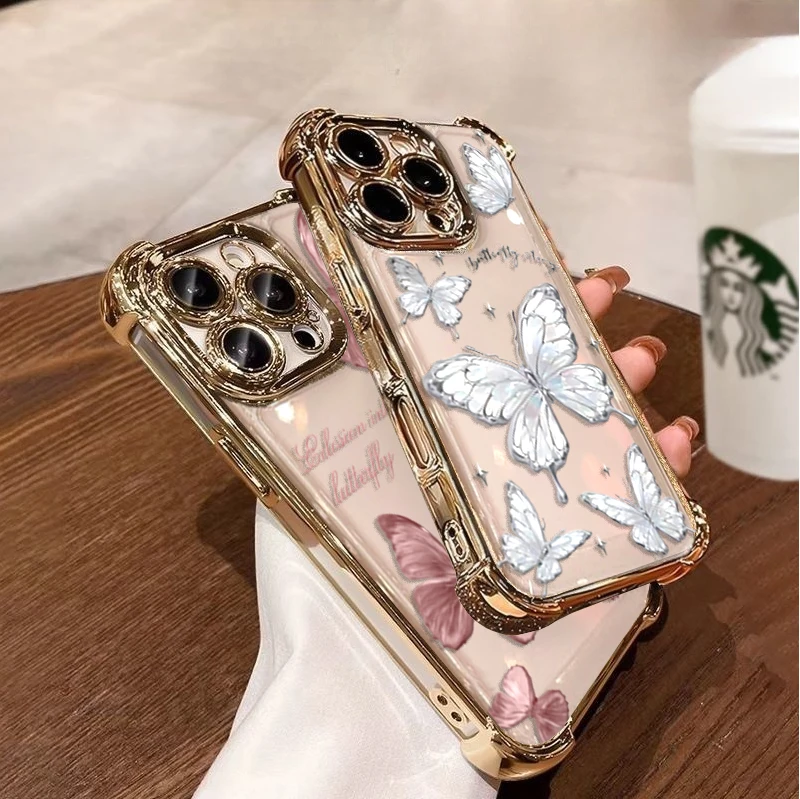 Butterfly Y2K Plating Silicone Shockproof Transparent Phone Case